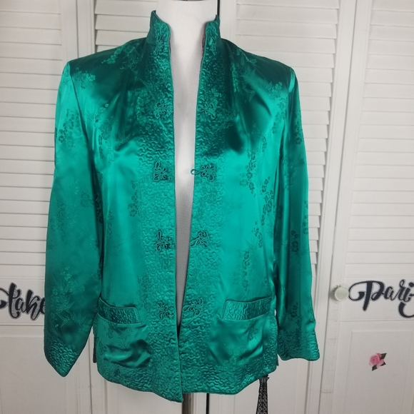 Vintage 2 sided Peony Brand jacket chinesse asian kimono shangai cheongsam - Picture 1 of 7